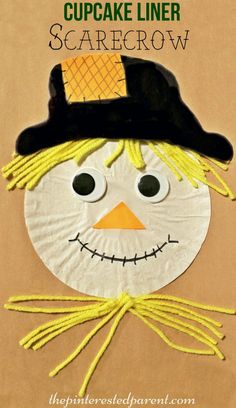 Cupcake Liner Scarecrow Craft - fall / autumn arts &amp; crafts for kids . Halloween