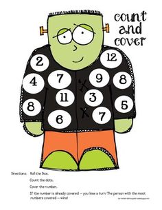 4 Halloween Count and Cover Math Game - FREEBIE!