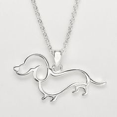 Dachshund or doxie necklace captures the adorable doxie silhouette outline silver tone lobster claw clasp