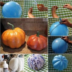 Paper Mache Pumpkins...these are the BEST Fall Craft Ideas &amp; DIY Home Decor Projects!