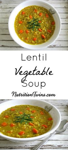 Lentil Vegetable Soup | Satisfying, Healthy Comfort Food Recipe | Only 194 Calories | Great way to get veggies | For MORE RECIPES, fitness & nutrtition tips please SIGN UP for our FREE NEWSLETTER <a href="http://www.NutritionTwins.com" rel="nofollow" target="_blank">www.NutritionTwin...</a>