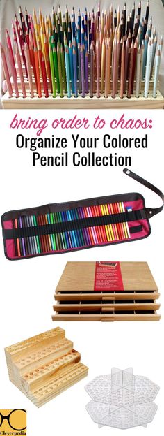 Lots of different ways to organize your colored pencils for drawing or coloring. The wooden ones are so pretty!