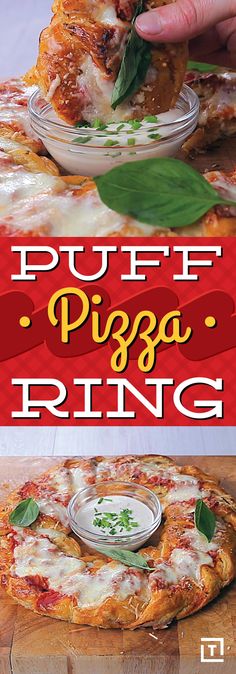 Make homemade pizza the Twisted way and turn some puff pastry into a cheese and sauce-filled pizza pocket, stuffed with pepperoni, mozzarella, peppers, and basil. Finish off the pizza ring by dipping the tasty triangles into creamy ranch dressing.