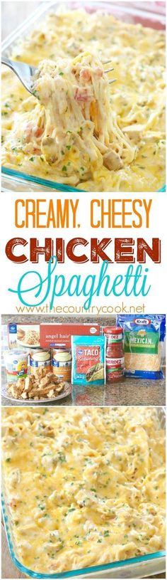 Creamy Chicken Spaghetti recipe from The Country Cook. The *BEST* Chicken???