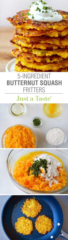 5-Ingredient Butternut Squash Fritters #recipe via justataste.com