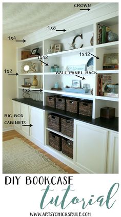 DIY Bookcase Tutorial - STEPS TO MAKE - <a href="http://artsychicksrule.com" rel="nofollow" target="_blank">artsychicksrule.com</a> <a class="pintag searchlink" data-query="%23DIYBookcase" data-type="hashtag" href="/search/?q=%23DIYBookcase&rs=hashtag" rel="nofollow" title="#DIYBookcase search Pinterest">#DIYBookcase</a> <a class="pintag searchlink" data-query="%23Bookcase" data-type="hashtag" href="/search/?q=%23Bookcase&rs=hashtag" rel="nofollow" title="#Bookcase search Pinterest">#Bookcase</a>