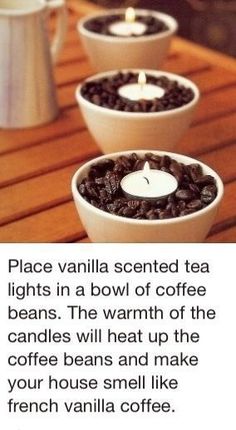 Who knew you could DIY candles by mixing them with other scents! By mixing this vanilla candle with coffee beans, you can enhance your home with the smell of french vanilla coffee! Perfect for early fall mornings.
