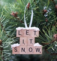 Add the title of your favorite Christmas tune to your tree by using Scrabble tiles as a unique ornament.