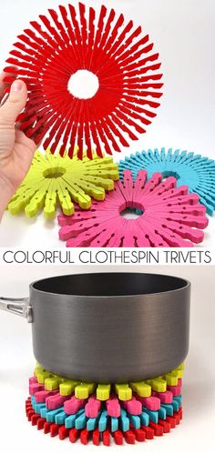 Easy Crafts To Make and Sell - Colorful Clothespin Trivets - Cool Homemade Craft Projects You Can Sell On Etsy, at Craft Fairs, Online and in Stores. Quick and Cheap DIY Ideas that Adults and Even Teens Can Make <a href="http://diyjoy.com/easy-crafts-to-make-and-sell" rel="nofollow" target="_blank">diyjoy.com/...</a>