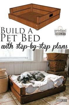 Build a Pet Bed with Step-By-Step Plans & Tutorial by Prodigal Pieces | <a href="http://www.prodigalpieces.com" rel="nofollow" target="_blank">www.prodigalpiece...</a>