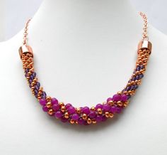 Beautiful copper beaded kumihimo free instructions by Pru McRae