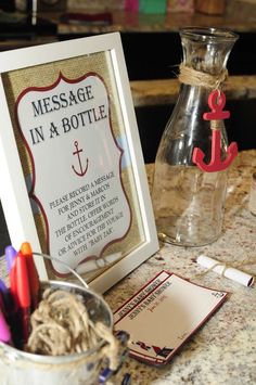 Nautical Baby Shower | CatchMyParty.com Message in a Bottle Games / Activities Ideas