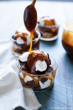 Salted Caramel Brownie Trifles with Whipped Cream