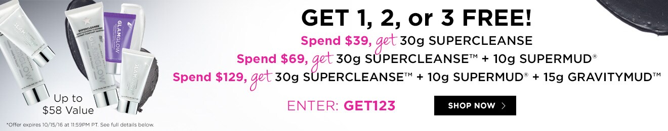 Receive a free 3-piece bonus gift with your $129 GlamGlow purchase