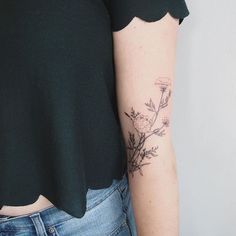 queen anne&#39;s lace with lavender, wrapping around the arm. thank you Megan Bonk