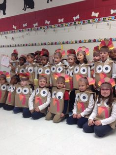 Turkey costumes! Paper bags and construction paper make great costumes for kids???
