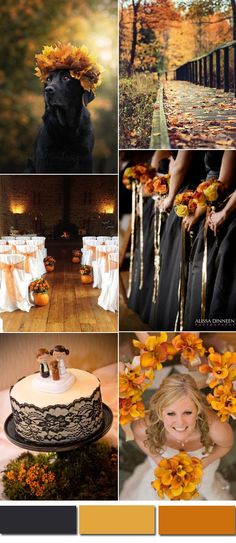 black and orange autumn wedding color inspiration