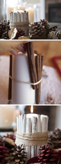 Candle Wicks and Cinnamon Sticks | Click for 25 DIY White Christmas Decorations Ideas | White Christmas Decorating Ideas for the Home