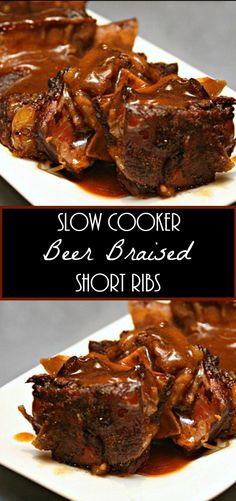 Slow Cooker Beer Braised Short Ribs - This dinner recipe is so easy, you'll want to make it every night. The ribs are so tender, they literally fall off of the bone! Get the recipe on <a href="http://itsyummi.com" rel="nofollow" target="_blank">itsyummi.com</a>
