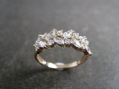 Marquise Diamond Ring in 14K Yellow Gold via Etsy