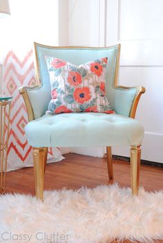 favourite corner with upcycled mint chair by classy clutter