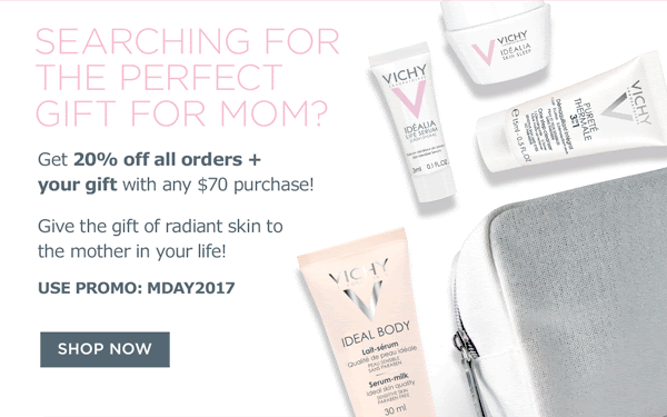 Receive a free 5-piece bonus gift with your $70 Vichy purchase