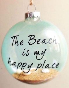 Write a beach quote on a clear ornament with a sharpie! Featured here: <a href="http://www.completely-coastal.com/2014/11/handmade-coastal-beach-christmas-ornaments.html" rel="nofollow" target="_blank">www.completely-co...</a>