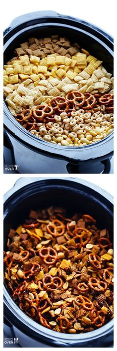 Slow Cooker Chex Mix -- the classic mix you love, made in your crock pot! | gimmesomeoven.com #slowcooker #crockpot