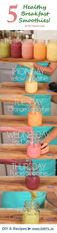 Learn how to make five easy smoothie recipes, one for each day of the week! Recipes here --&gt; <a href="https://gwyl.io/five-easy-mouthwatering-smoothie-recipes/" rel="nofollow" target="_blank">gwyl.io/...</a>