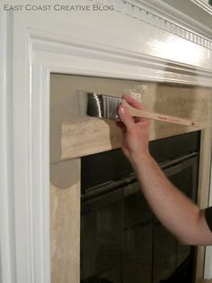 ASCP on marble tile fireplace - East Coast Creative: Simple Fireplace Upgrade {Annie Sloan Chalk Paint}