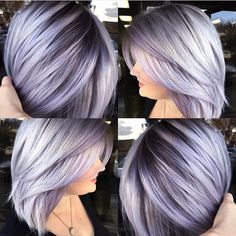 Silver lavender hair color and smooth bob with shadow base by Brittnie Garcia <a class="pintag searchlink" data-query="%23hotonbeauty" data-type="hashtag" href="/search/?q=%23hotonbeauty&rs=hashtag" rel="nofollow" title="#hotonbeauty search Pinterest">#hotonbeauty</a>