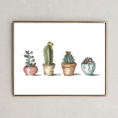 Realistic Potted Cactus Print