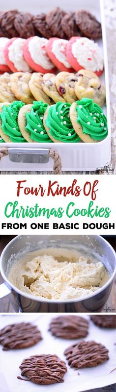 Four Christmas Cookies From One Basic Dough Recipe. <a class="pintag" href="/explore/Christmas/" title="#Christmas explore Pinterest">#Christmas</a> <a class="pintag" href="/explore/baking/" title="#baking explore Pinterest">#baking</a>