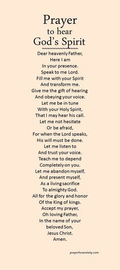 Prayer to hear God&#39;s Spirit More