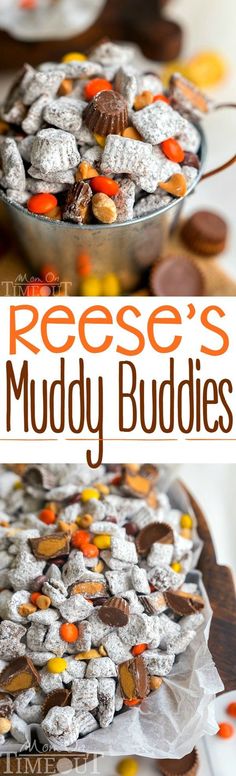 Reese&#39;s Muddy Buddies are taken to the next level in this amazingly delicious and easy dessert recipe! Reese&#39;s Pieces, Reese&#39;s Peanut Butter Chips, Reese&#39;s Minis, and Reese&#39;s Miniatures are all perfectly happy sharing space in this powdered sugar coated wonder, also known as Muddy Buddies.
