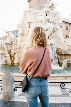 madewell connection sweater in sunset rose, the perfect fall jean + the morgan crossbody bag worn by our muse constance jablonski in our fall catalog shot in rome. <a class="pintag searchlink" data-query="%23everydaymadewell" data-type="hashtag" href="/search/?q=%23everydaymadewell&rs=hashtag" rel="nofollow" title="#everydaymadewell search Pinterest">#everydaymadewell</a>