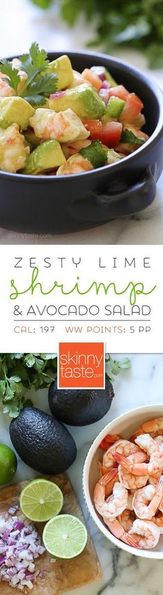 Zesty Lime Shrimp and Avocado Salad ?????? a delicious, healthy salad made with shrimp, avocado, tomato, lime juice, jalapeno and cilantro. No cooking required and super EASY! Gluten-free, low-carb, whole30, clean eating, paleo and low calories.: