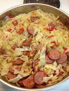 Fried Cabbage with Sausage. I was raised on food like this. It&#39;s delicious!