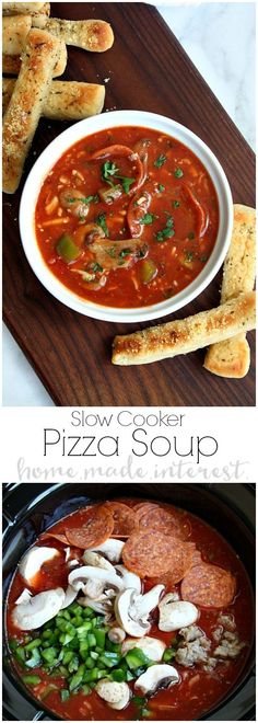 Put a new twist on family pizza night with this easy slow cooker soup recipe. Slow cooker pizza soup is a delicious crock pot tomato soup with all of the spices that give it that pizza sauce flavor. Add in stringy mozzarella cheese, and all of your favorite pizza toppings and you have a slow cooker soup recipe that the whole family will love. <a class="pintag searchlink" data-query="%23betterforyou" data-type="hashtag" href="/search/?q=%23betterforyou&rs=hashtag" rel="nofollow" title="#betterforyou search Pinterest">#betterforyou</a> <a class="pintag searchlink" data-query="%23Giant" data-type="hashtag" href="/search/?q=%23Giant&rs=hashtag" rel="nofollow" title="#Giant search Pinterest">#Giant</a> <a class="pintag searchlink" data-query="%23ad" data-type="hashtag" href="/search/?q=%23ad&rs=hashtag" rel="nofollow" title="#ad search Pinterest">#ad</a>