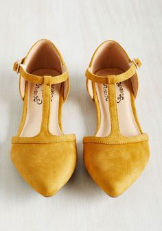 Turn Back Prime Flat in Marigold. The best way to relive memories of jaunts enjoyed in these yellow flats? <a class="pintag" href="/explore/yellow/" title="#yellow explore Pinterest">#yellow</a> <a class="pintag" href="/explore/modcloth/" title="#modcloth explore Pinterest">#modcloth</a>