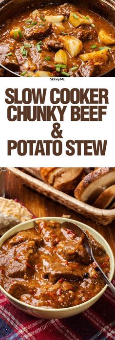 This Slow Cooker Chunky Beef &amp; Potato Stew is a hearty, protein-packed dish that will warm your stomach and fill you for hours.