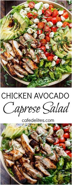 Balsamic Chicken Avocado Caprese Salad is a quick and easy meal in a salad drizzled with a balsamic dressing that doubles as a marinade! | <a href="http://cafedelites.com" rel="nofollow" target="_blank">cafedelites.com</a>