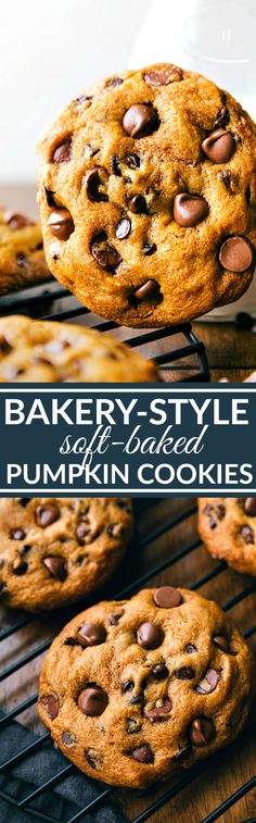 Super big, chewy and soft, muffin-top like pumpkin chocolate-chip cookies that???