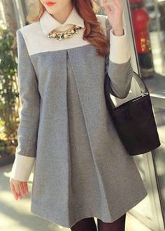 Grey Peter Pan Collar Patchwork Design Straight Dress on sale only US$24.01 now, buy cheap Grey Peter Pan Collar Patchwork Design Straight Dress at <a href="http://lulugal.com" rel="nofollow" target="_blank">lulugal.com</a>