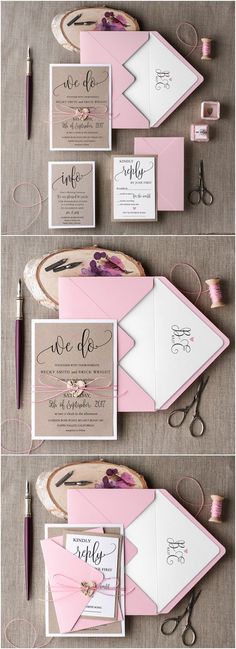 Wedding Invitation Suite, Pink Invitation, Elegant Wedding Invitation, Blush Rustic Invitations / <a href="http://www.deerpearlflowers.com/rustic-wedding-invitations/" rel="nofollow" target="_blank">www.deerpearlflow...</a>