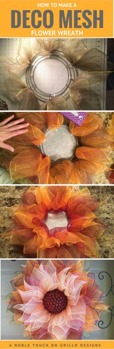 How To Make A Deco Mesh Flower Wreath ??? Grillo Designs