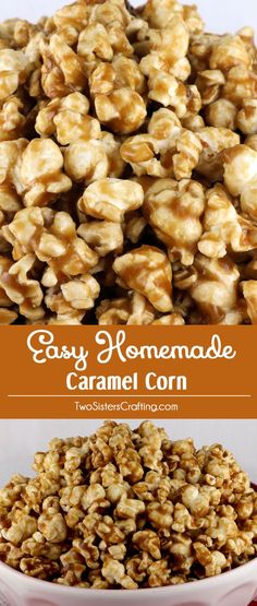 This Easy Homemade Caramel Corn tastes amazing ... buttery and caramel-y just the way it should. And there is no corn syrup required for this Caramel Popcorn recipe! This is a much requested popcorn treat in our family. Pin this yummy and easy to make dessert for later and follow us for more great Popcorn Recipes.
