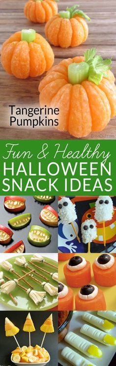 Sick of so much sugar at Halloween? These healthy Halloween snack ideas are fun for kids. Make easy tangerine pumpkins with your kids this fall or try one of the other healthy Halloween treats.