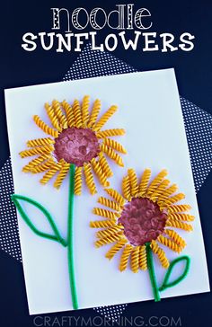 Make a Sunflower Craft Using Noodles - Fun spring or summer art project for kids! | CraftyMorning.com