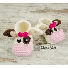 Doris the Cow Booties - Baby Sizes - Crochet Pattern by One and Two Company More